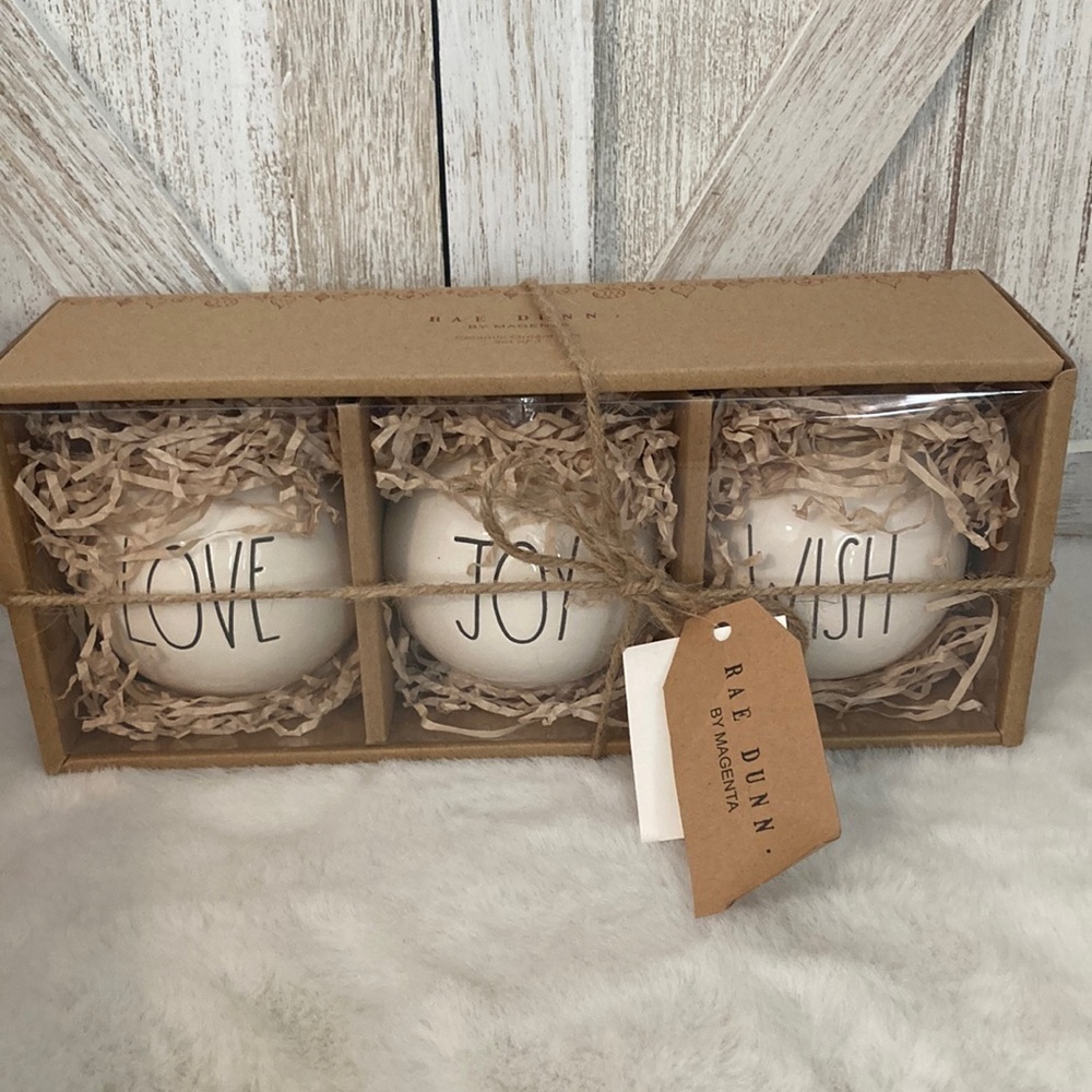 Rae Dunn Love Joy Wish Ceramic Ornaments